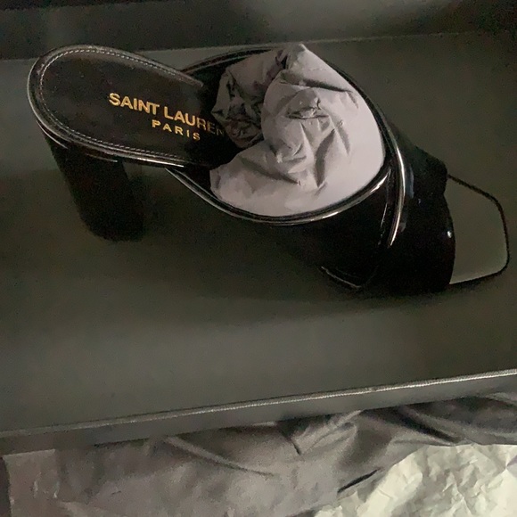 AUTHENTIC YSL BLACK PATENT 95mm LOULOU HEELS - Picture 5 of 10